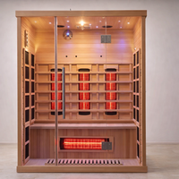 Infrared Sauna Cabin Built for Deep Relaxation, Nordic Spruce Construction, Multi-Panel Heating, Glass Door Entry