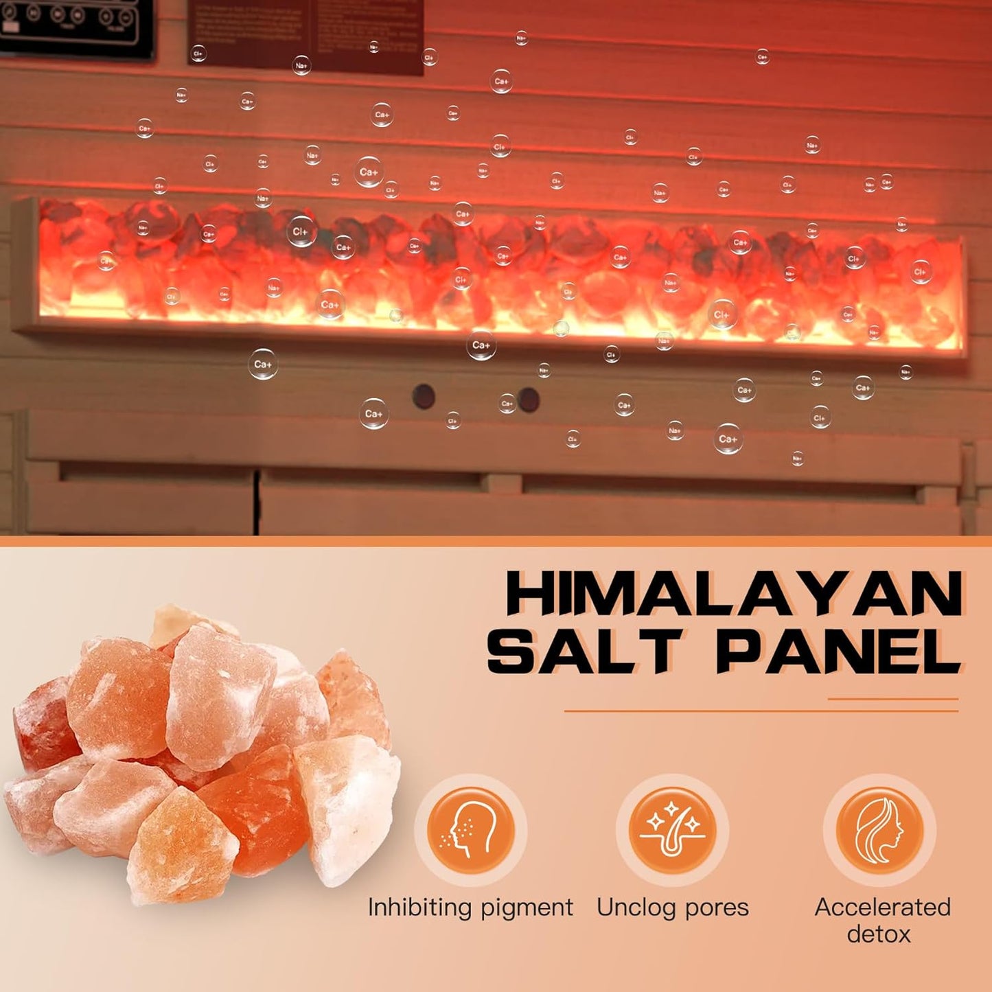 3-4 Person Corner Infrared Sauna- Luxury Home Sauna Spa Room with Himalayan Salt Therapy, Canadian Hemlock&Panoramic Tempered Glass,220V