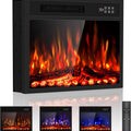 23 Inch Electric Fireplace-Recessed & Wall Mounted Linear Fireplace-750/1500W Heater W/Temperature Control, Log & Crystal Options, Adjustable Flame, Remote Control
