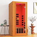 Infrared Sauna with 660 & 850Nm Red Light Therapy, Full Spectrum Sauna with 7 Heater, 1290W 120V, Fast Heat-Up, 1 Person Canadian Hemlock Wood Dry Sauna for Indoor, Home Gym, 31.5*30.3*67"