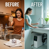 AquaVelle Onyx Pro Smart RO Water Filtration System — Before & After