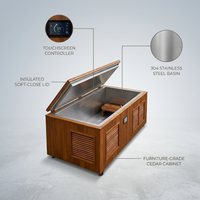 Cold Plunge Tub Built for Daily Recovery, 304 Stainless Steel Basin, Cedar Cabinet, Multi-Stage Filtration — infographic