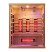 Infrared Sauna Cabin Built for Deep Relaxation, Nordic Spruce Construction, Multi-Panel Heating, Glass Door Entry